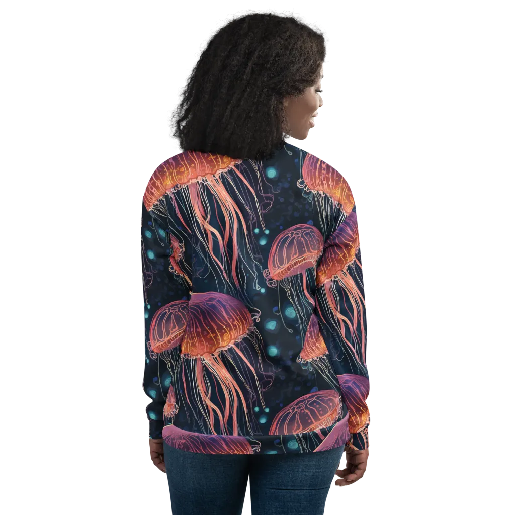 Jellyfish Nocturne on Bomber Jacket — Back