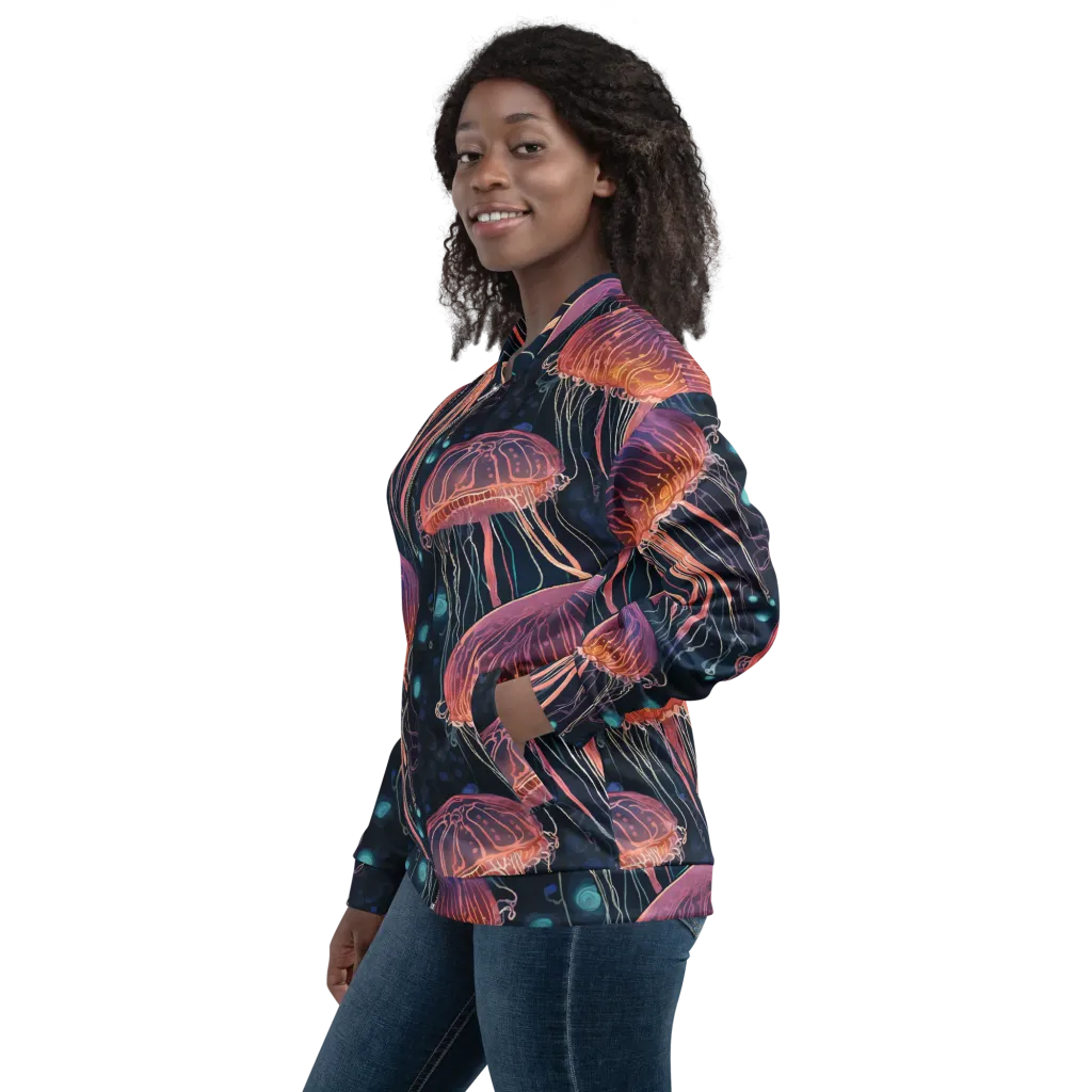 Jellyfish Nocturne on Bomber Jacket — Left