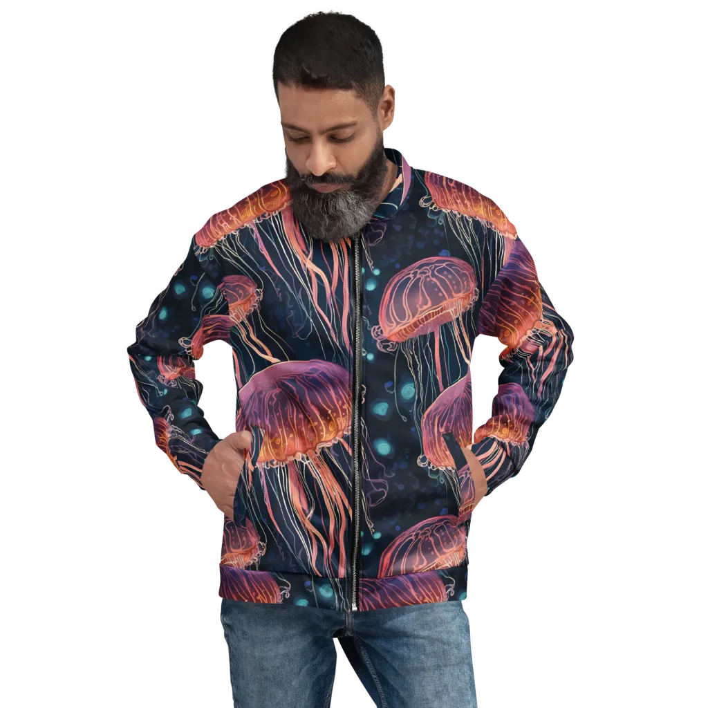 Jellyfish Nocturne on Bomber Jacket — Front