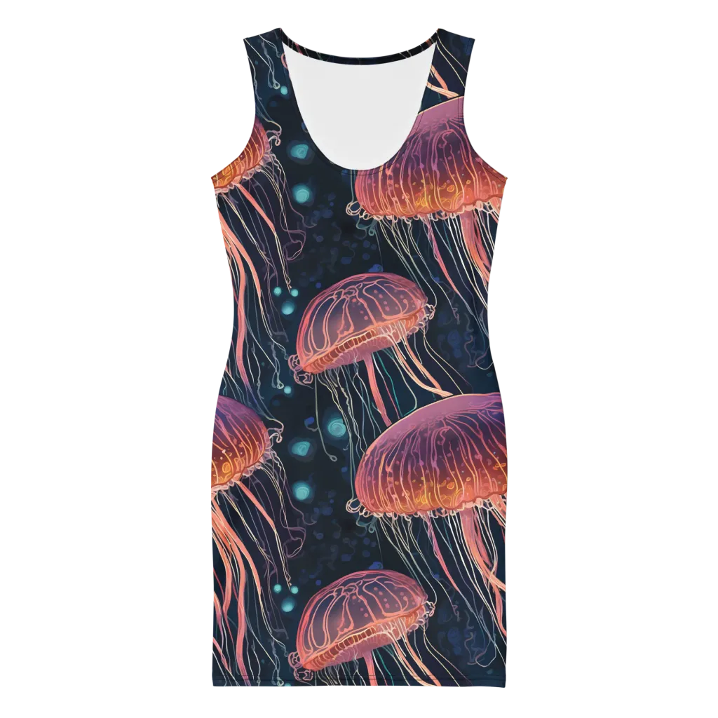 Jellyfish Nocturne on Bodycon Dress — Front