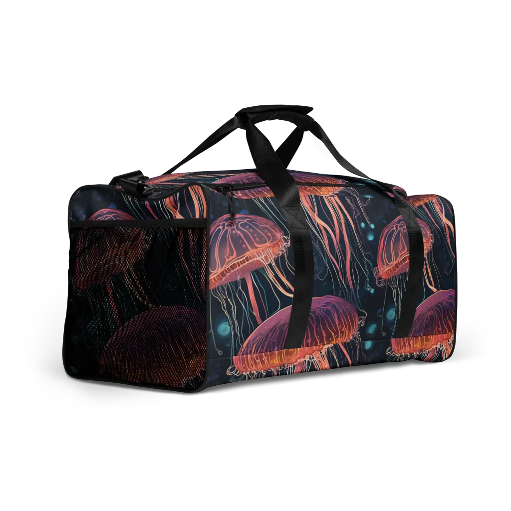 Jellyfish Nocturne on Duffle Bag — Right Front