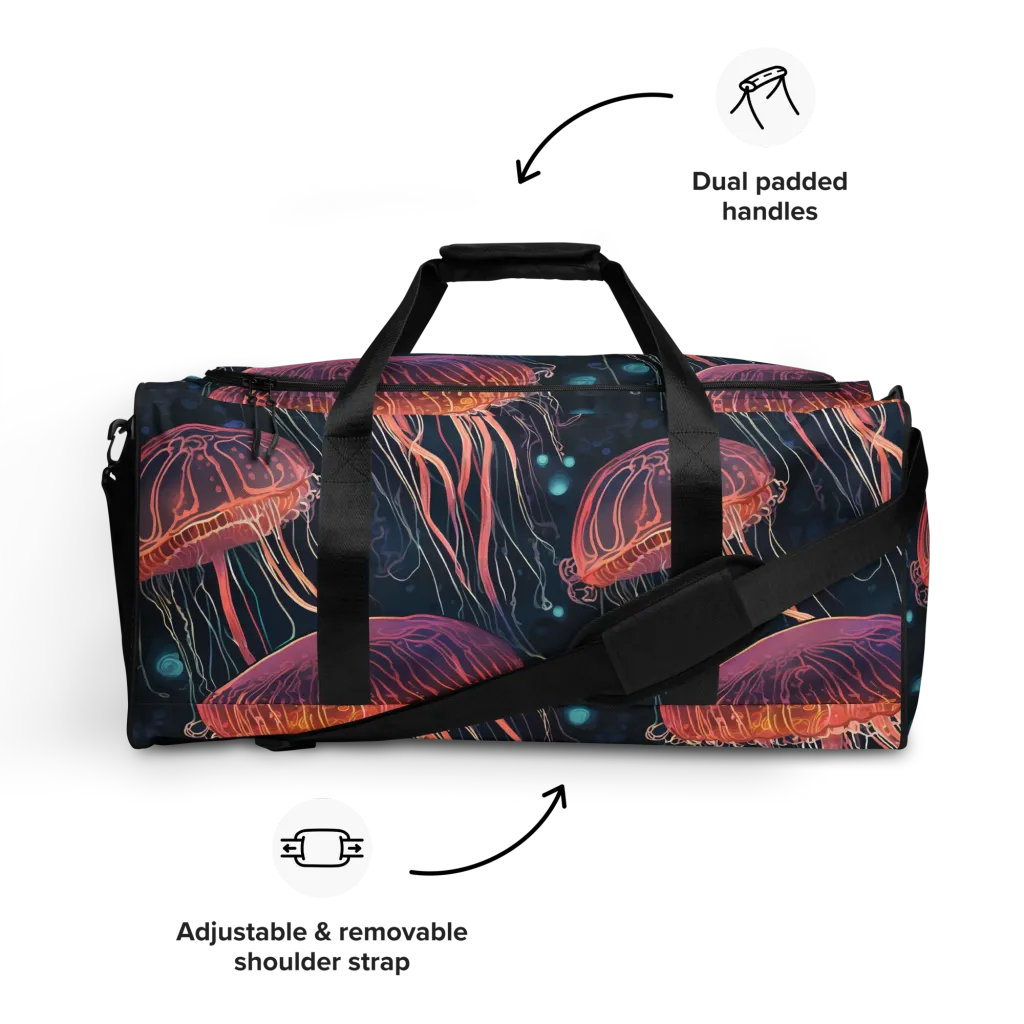 Jellyfish Nocturne on Duffle Bag — Front