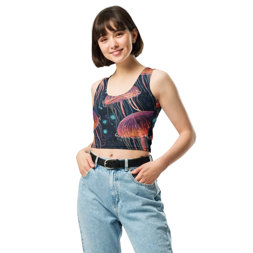 Jellyfish Nocturne on Crop Top — Front