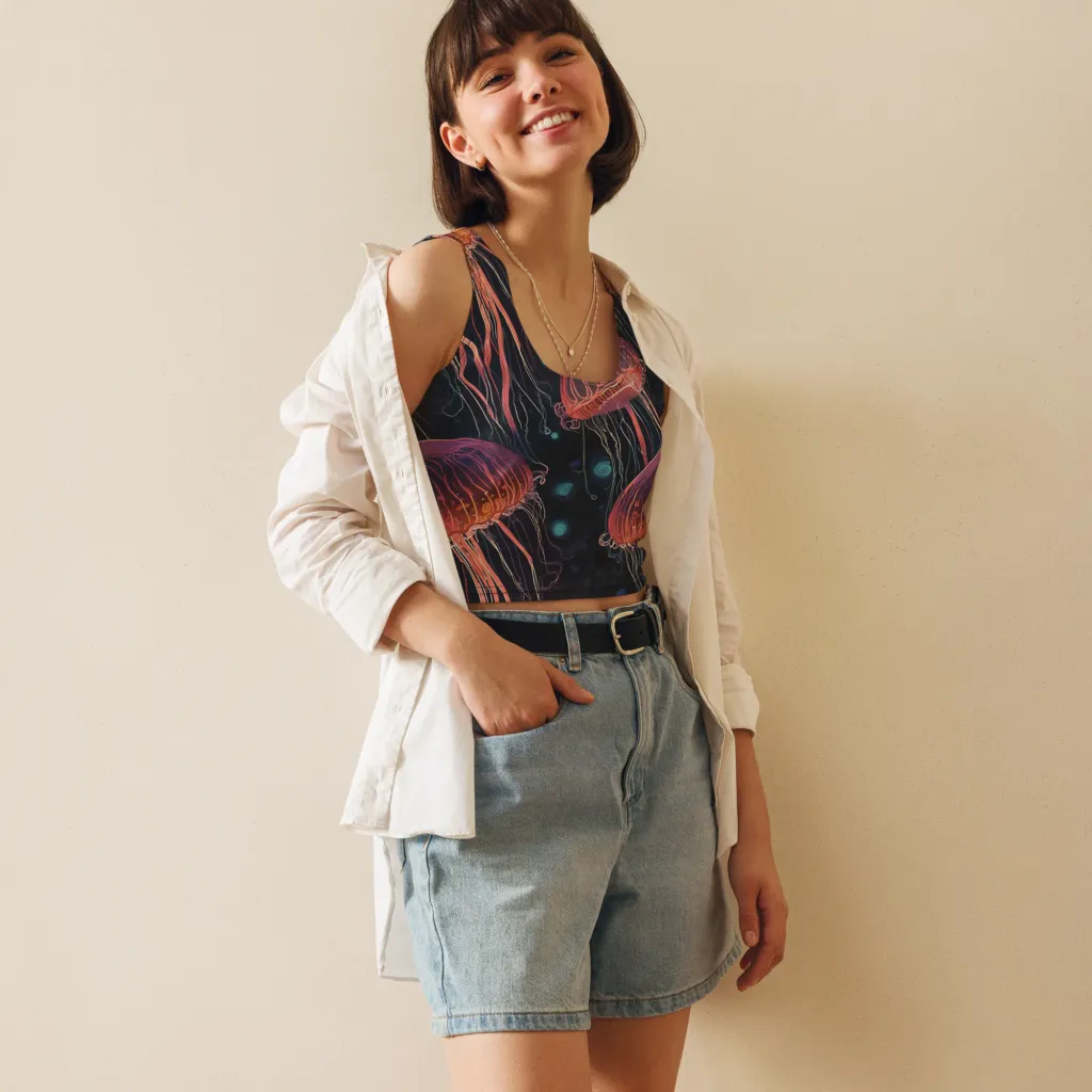 Jellyfish Nocturne on Crop Top — Front