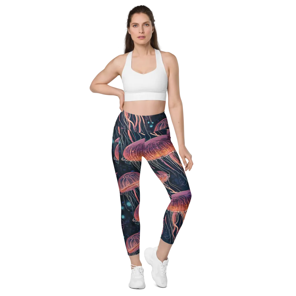 Jellyfish Nocturne on Leggings with Pockets — Front