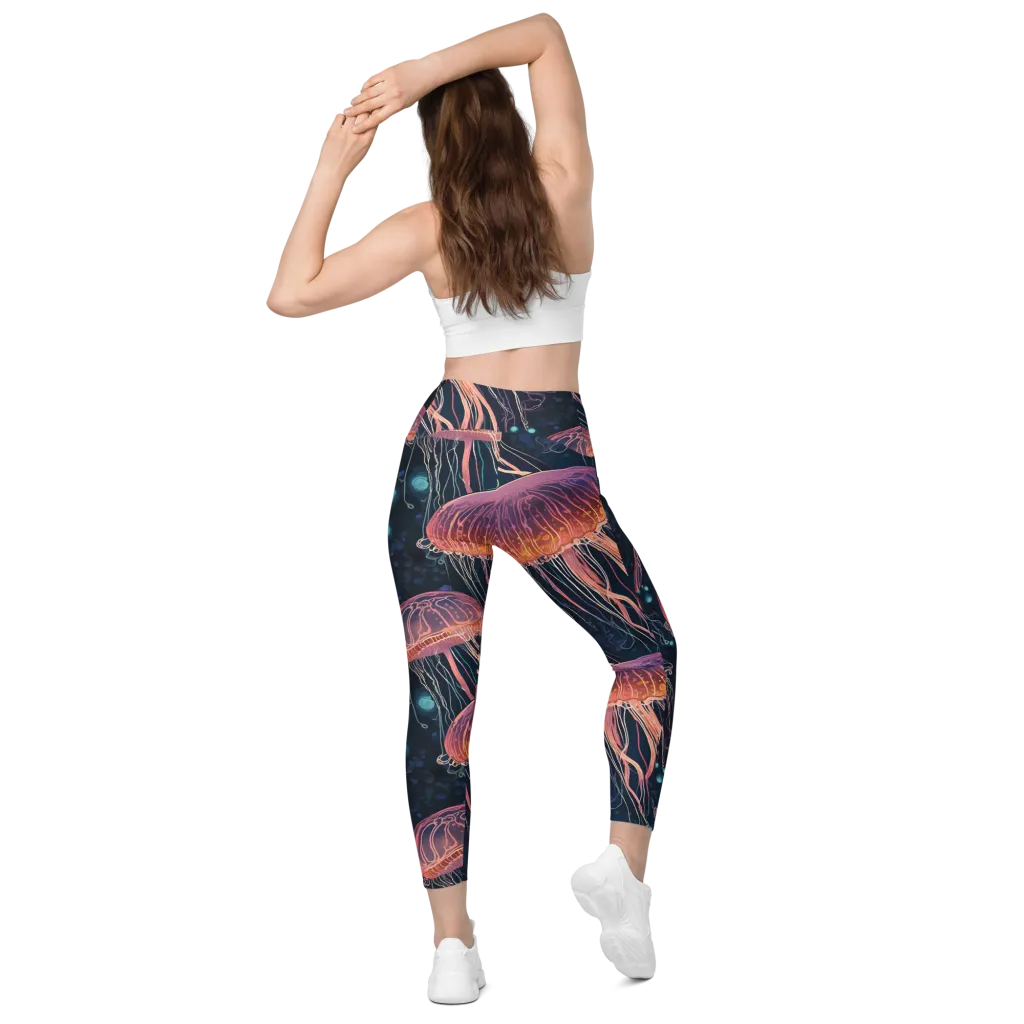 Jellyfish Nocturne on Leggings with Pockets — Back