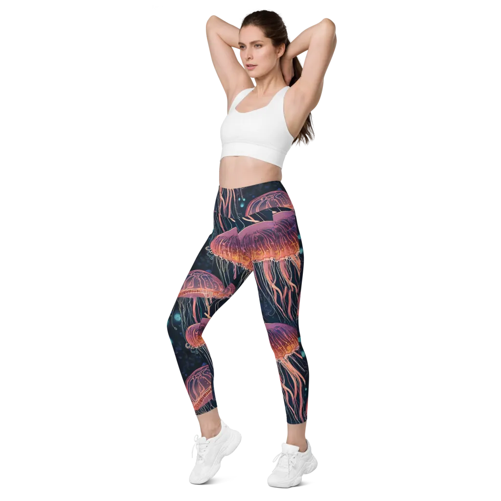Jellyfish Nocturne on Leggings with Pockets — Left Front