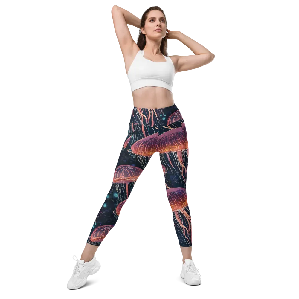 Jellyfish Nocturne on Leggings with Pockets — Front