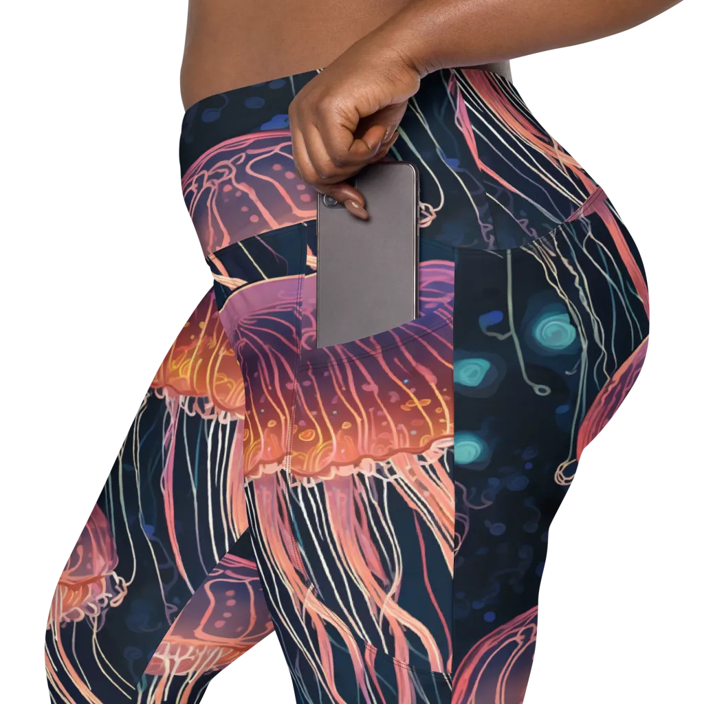 Jellyfish Nocturne on Leggings with Pockets — Product details 2