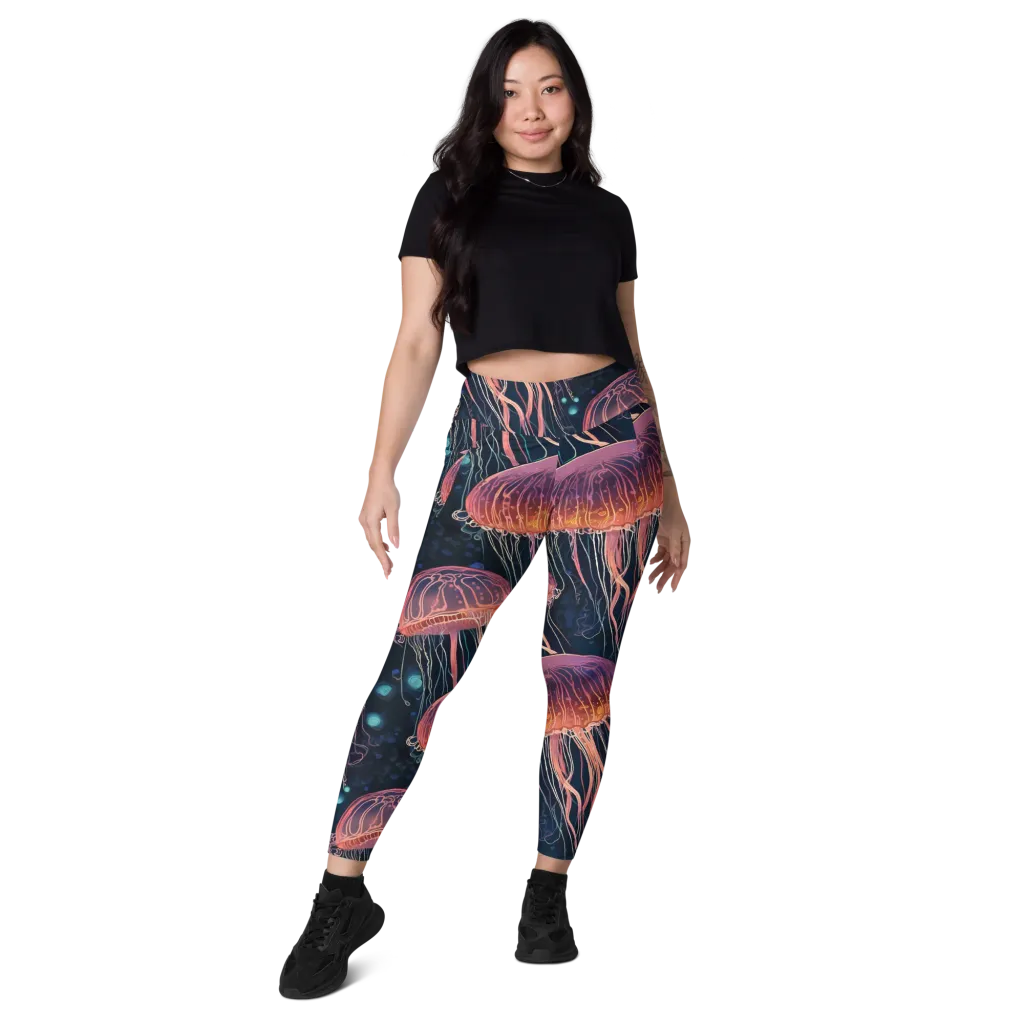 Jellyfish Nocturne on Leggings with Pockets — Front