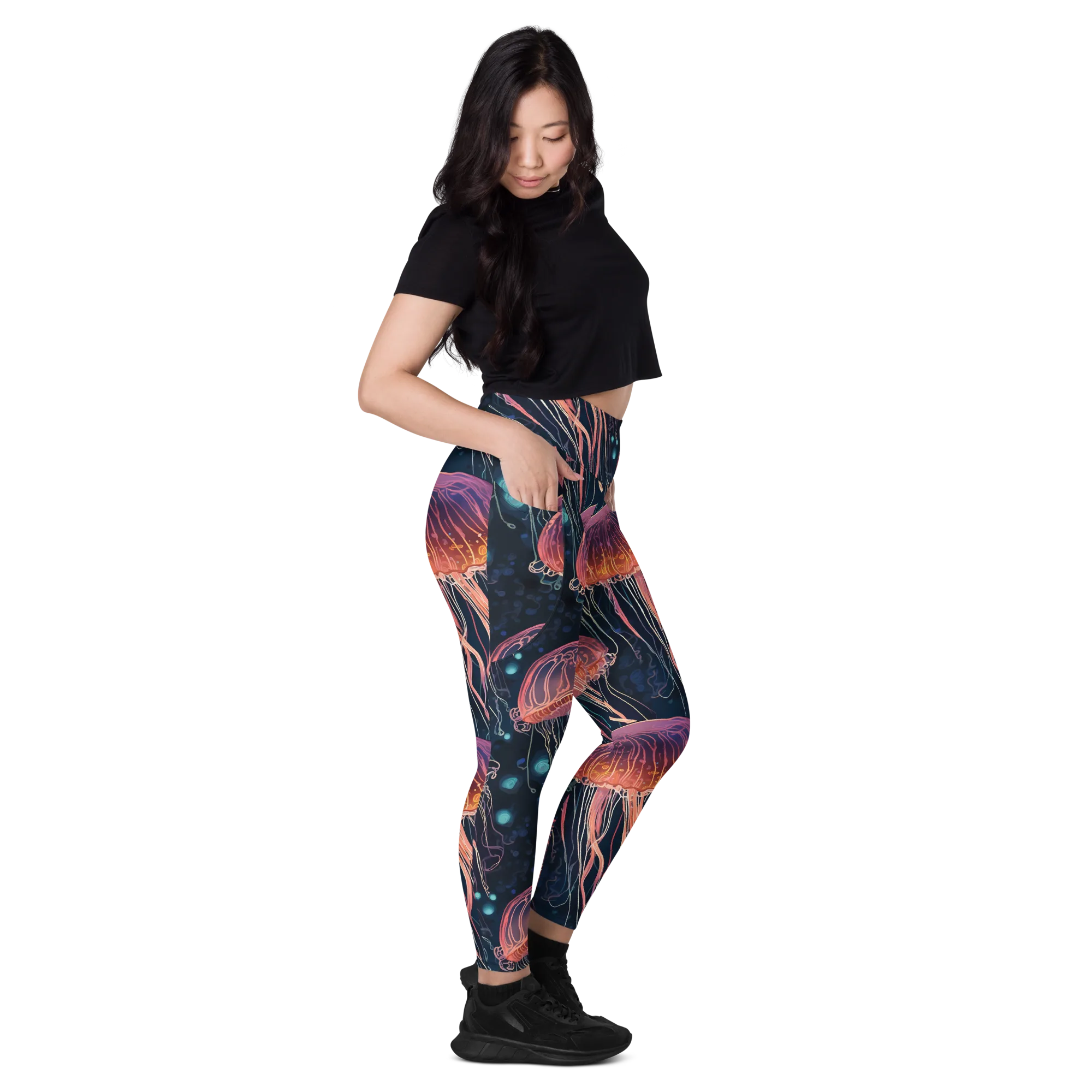 Jellyfish Nocturne on Leggings with Pockets — Right