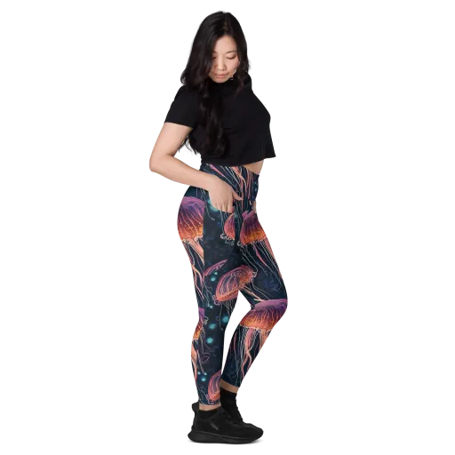 Jellyfish Nocturne on a Leggings with Pockets