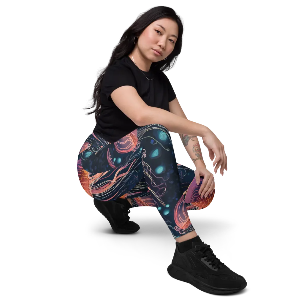 Jellyfish Nocturne on Leggings with Pockets — Right Front