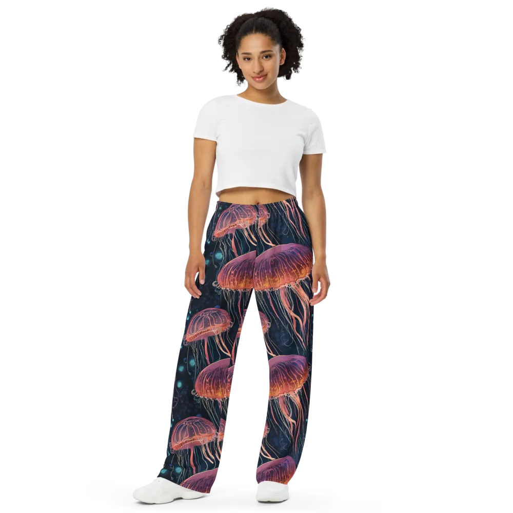Jellyfish Nocturne on Wide-Leg Pants — Front