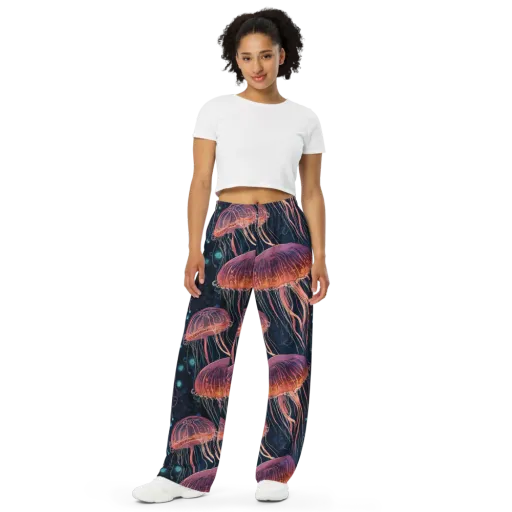 Jellyfish Nocturne on a Wide-Leg Pants