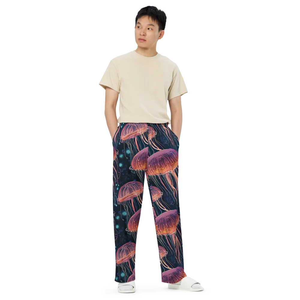 Jellyfish Nocturne on Wide-Leg Pants — Front
