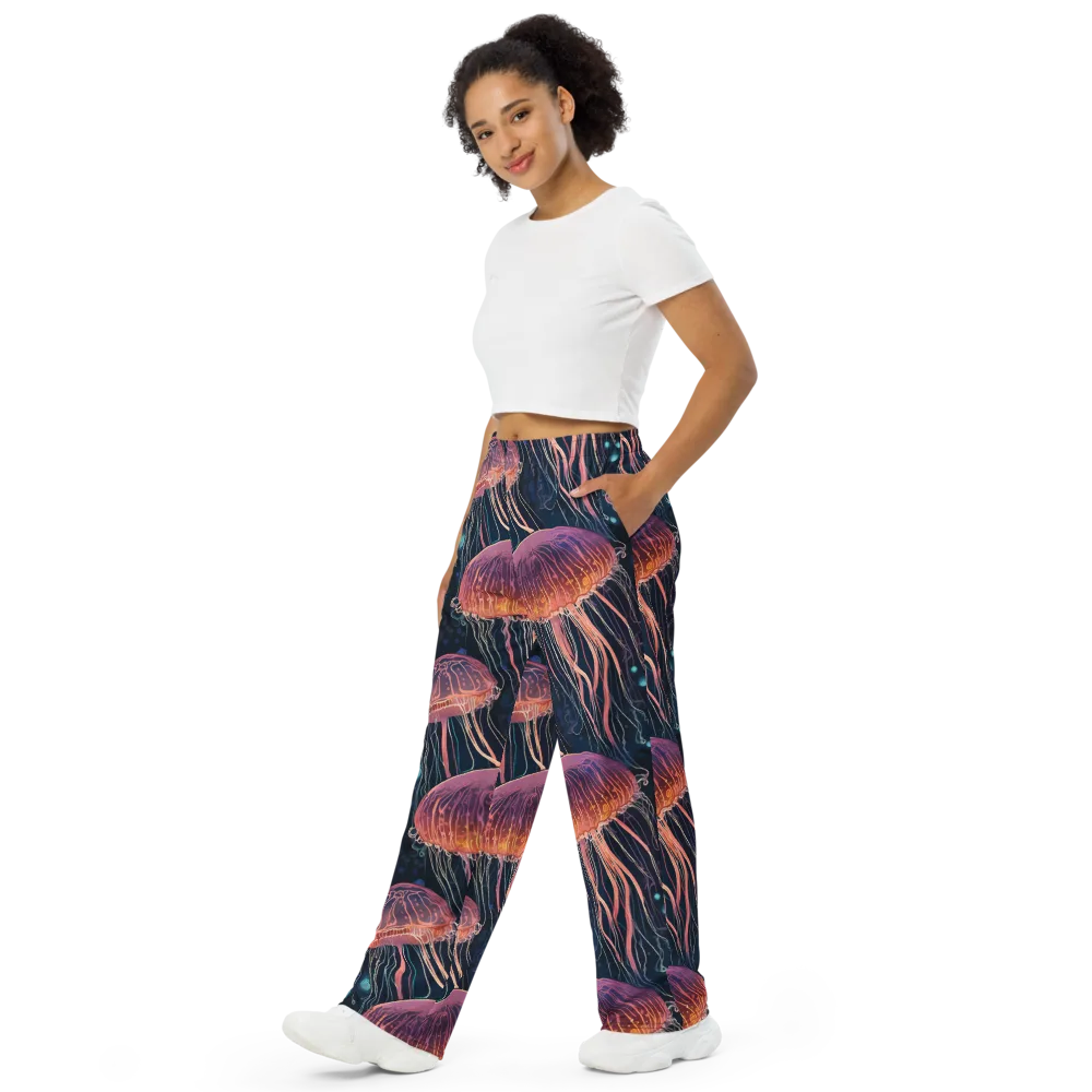 Jellyfish Nocturne on Wide-Leg Pants — Left Front