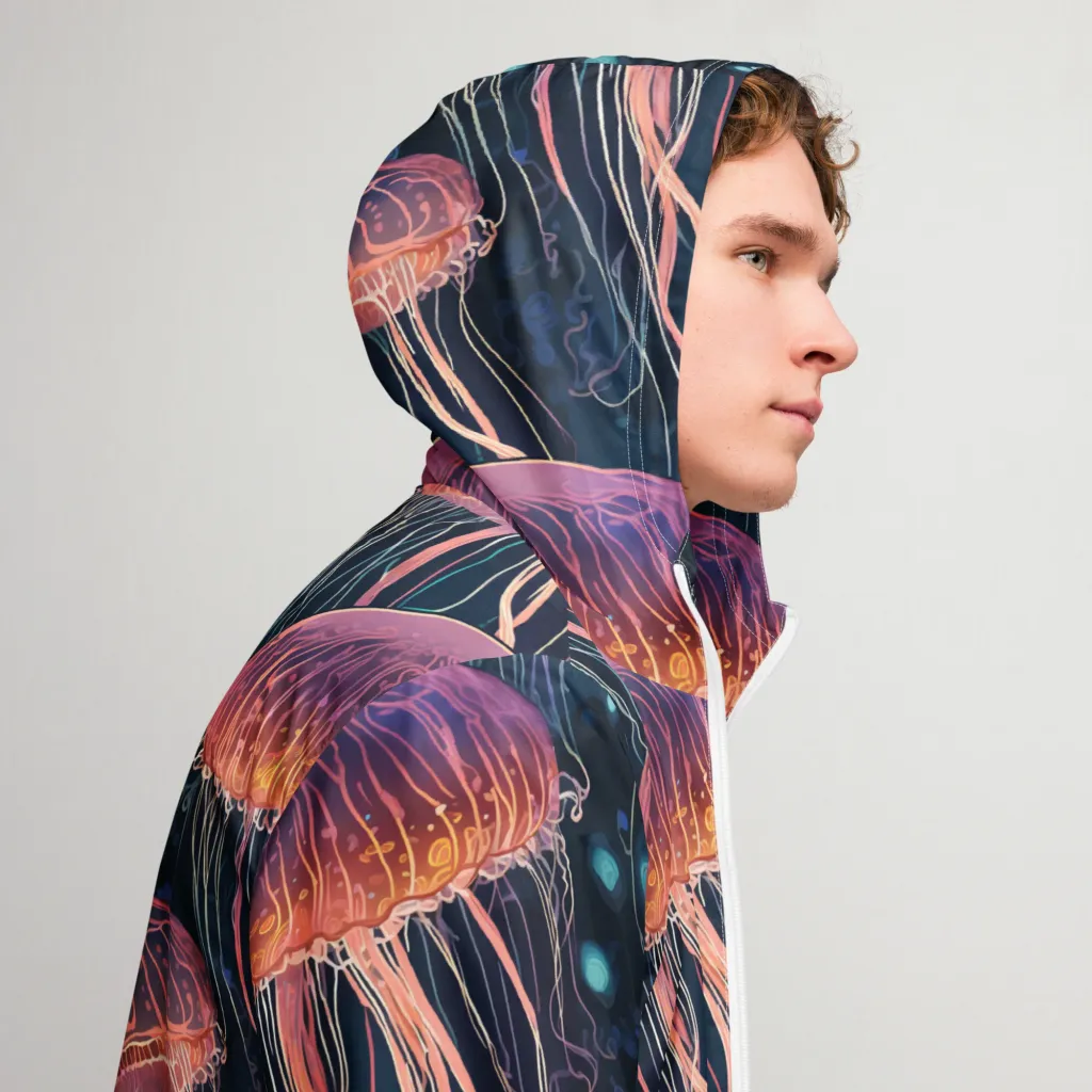 Jellyfish Nocturne on Men's Windbreaker — Right