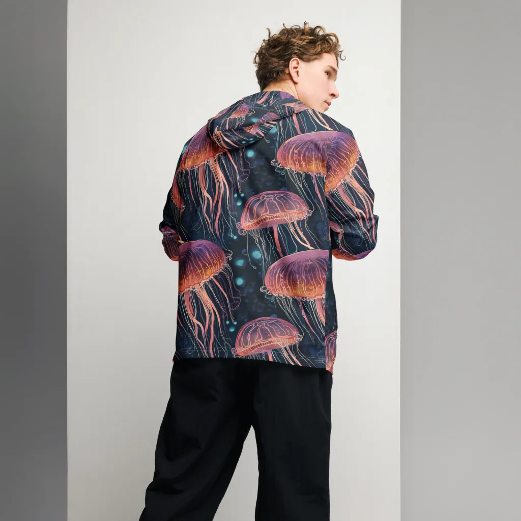 Jellyfish Nocturne on Men's Windbreaker — Back