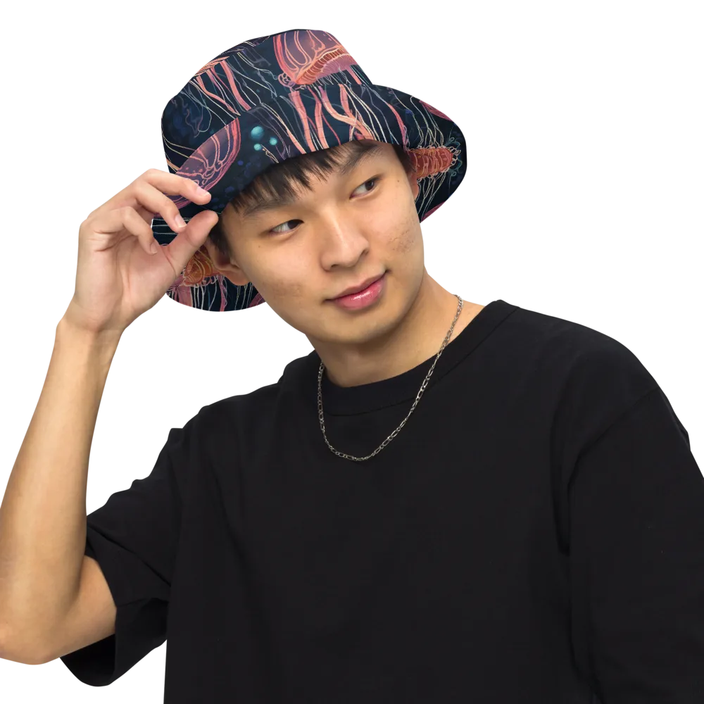 Jellyfish Nocturne on Reversible Bucket Hat — Front Inside