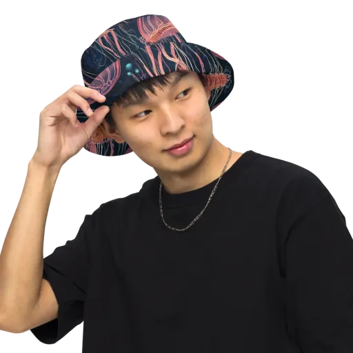 Jellyfish Nocturne on a Reversible Bucket Hat