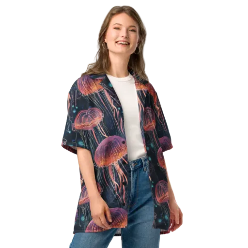 Jellyfish Nocturne on a Button Shirt