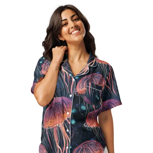 Jellyfish Nocturne on a Women's Short Sleeve Pajama Top