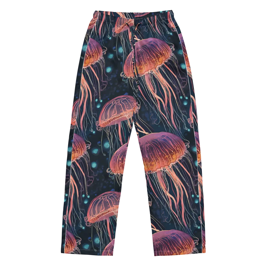 Jellyfish Nocturne on Women's Pajama Pants — Front