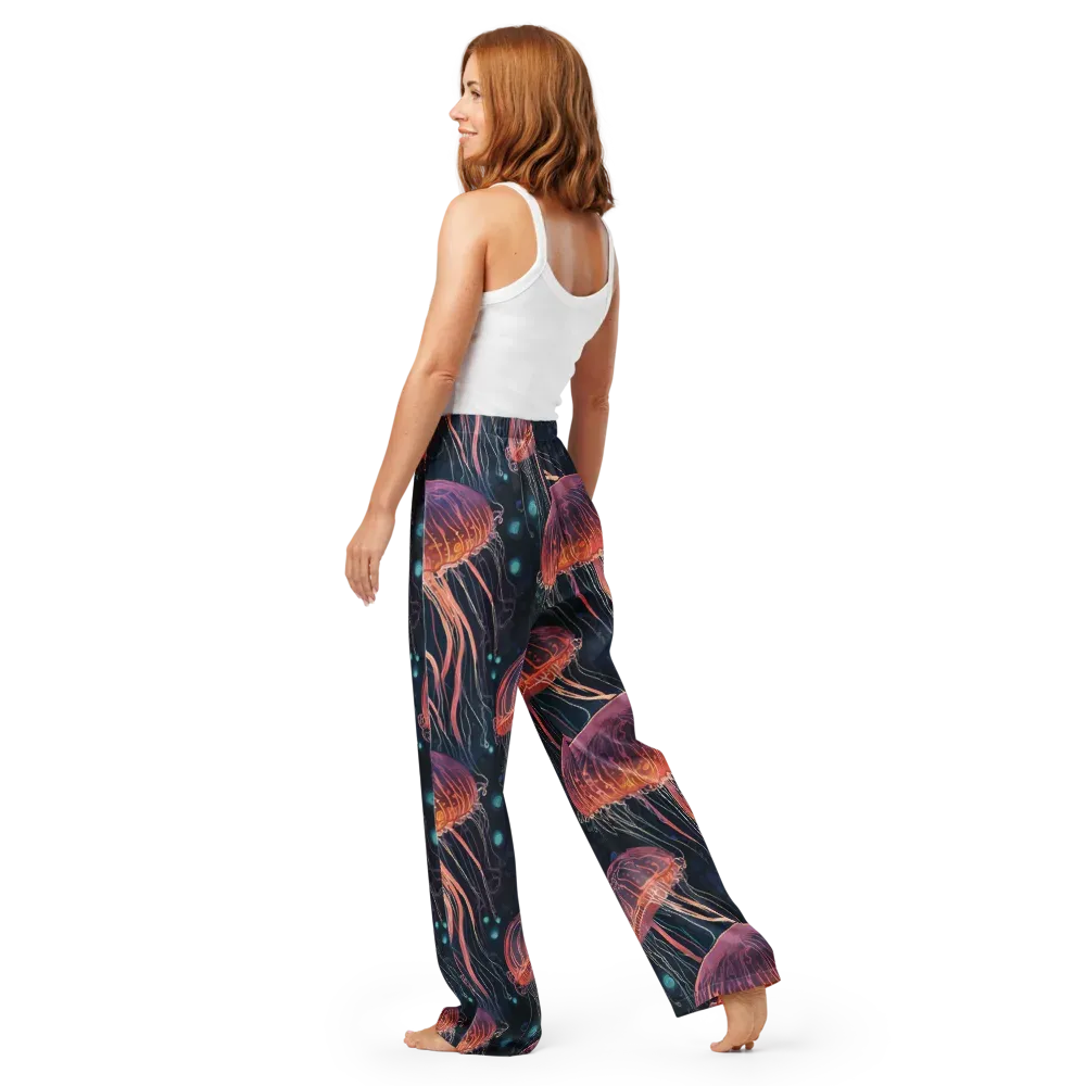 Jellyfish Nocturne on Women's Pajama Pants — Back