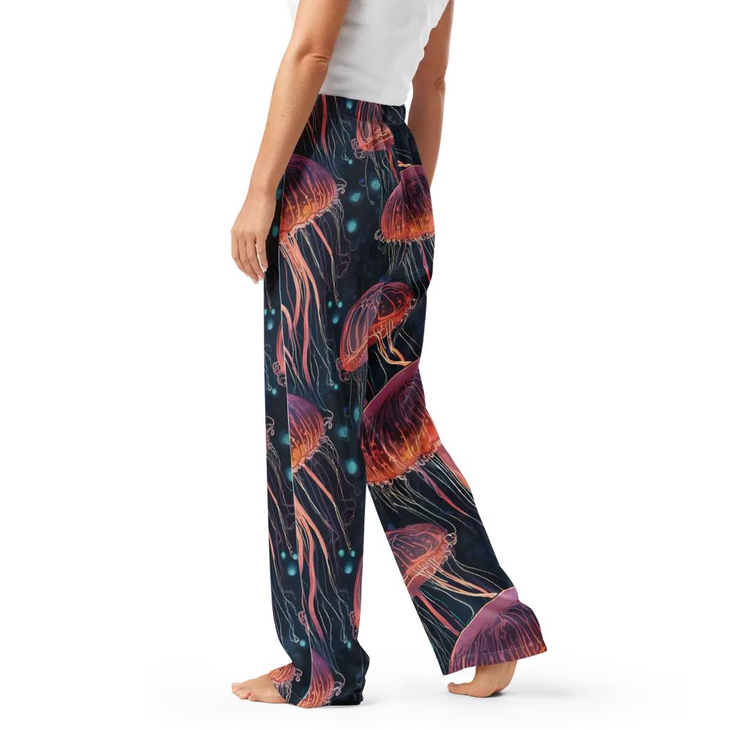 Jellyfish Nocturne on Women's Pajama Pants — Left