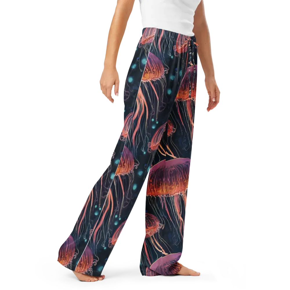 Jellyfish Nocturne on Women's Pajama Pants — Right Front