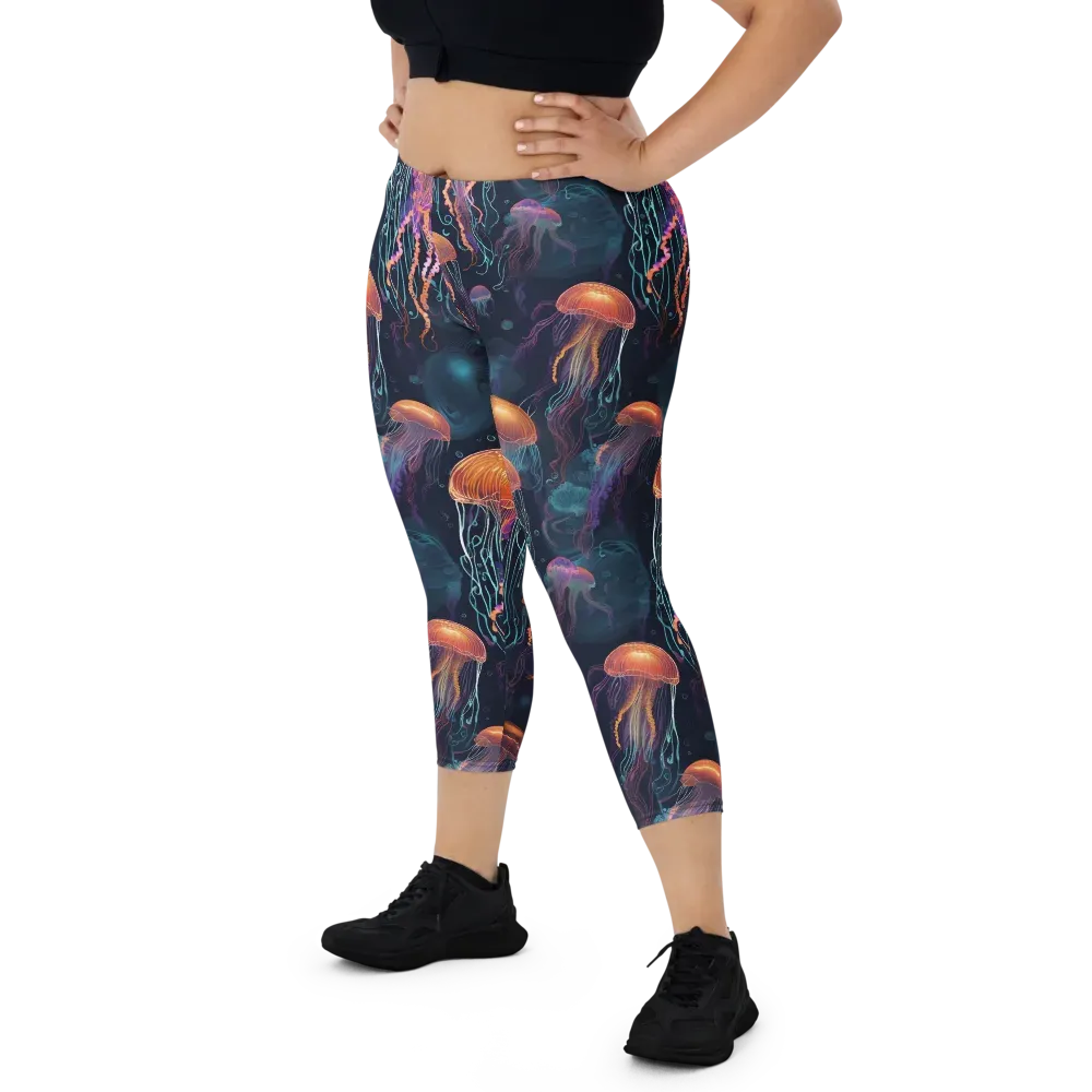 Jellyfish Reverie on Capri Leggings — Front