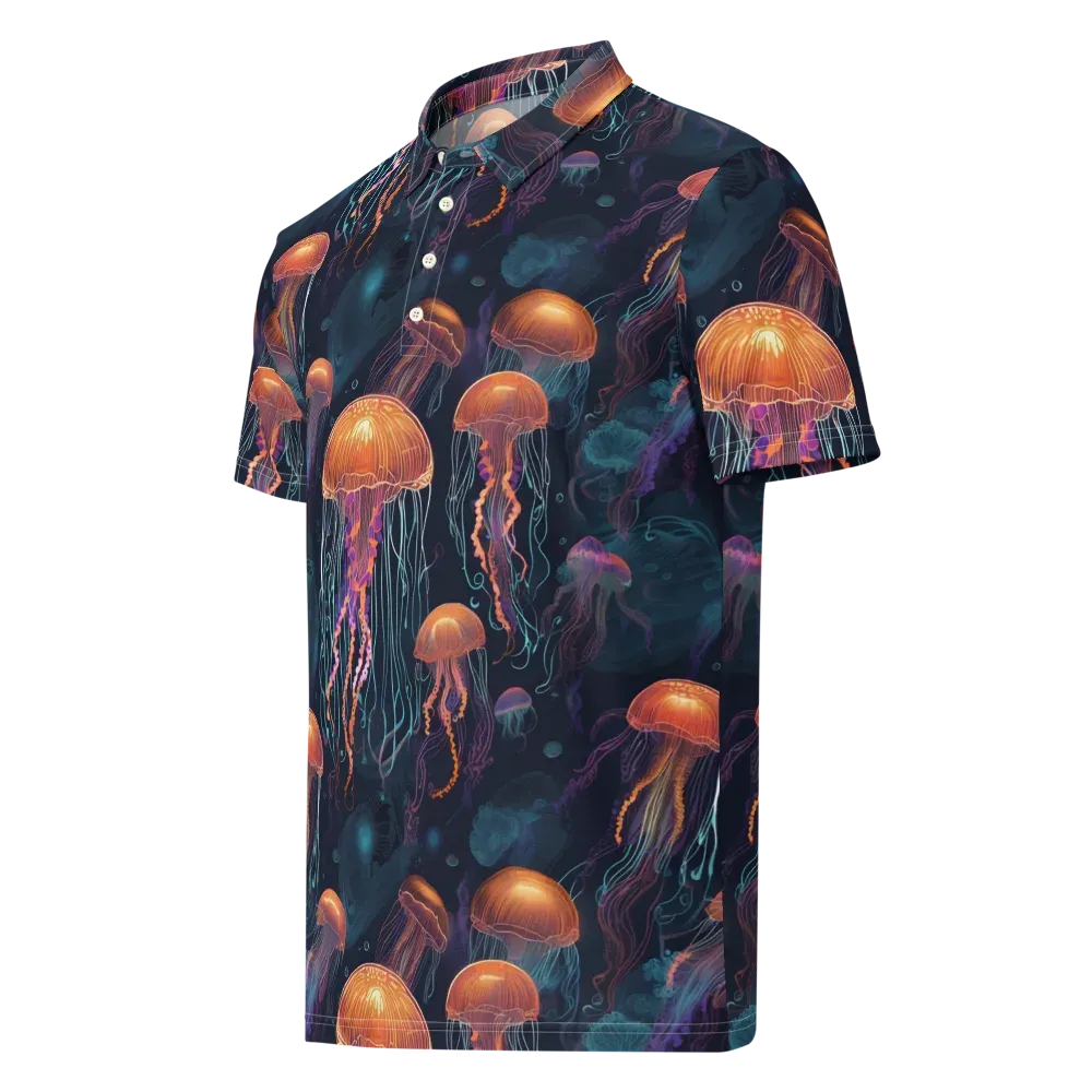 Jellyfish Reverie on Men's Slim Fit Polo Shirt — Left Front