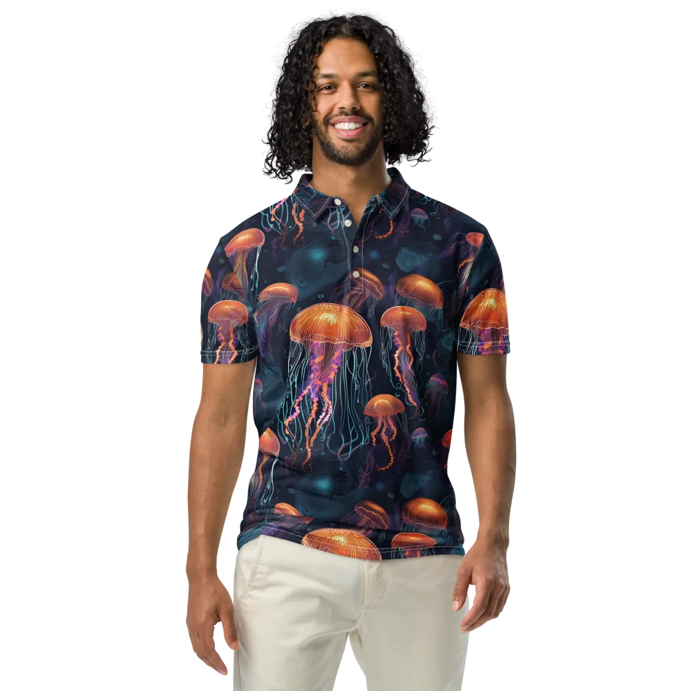 Jellyfish Reverie on Men's Slim Fit Polo Shirt — Front