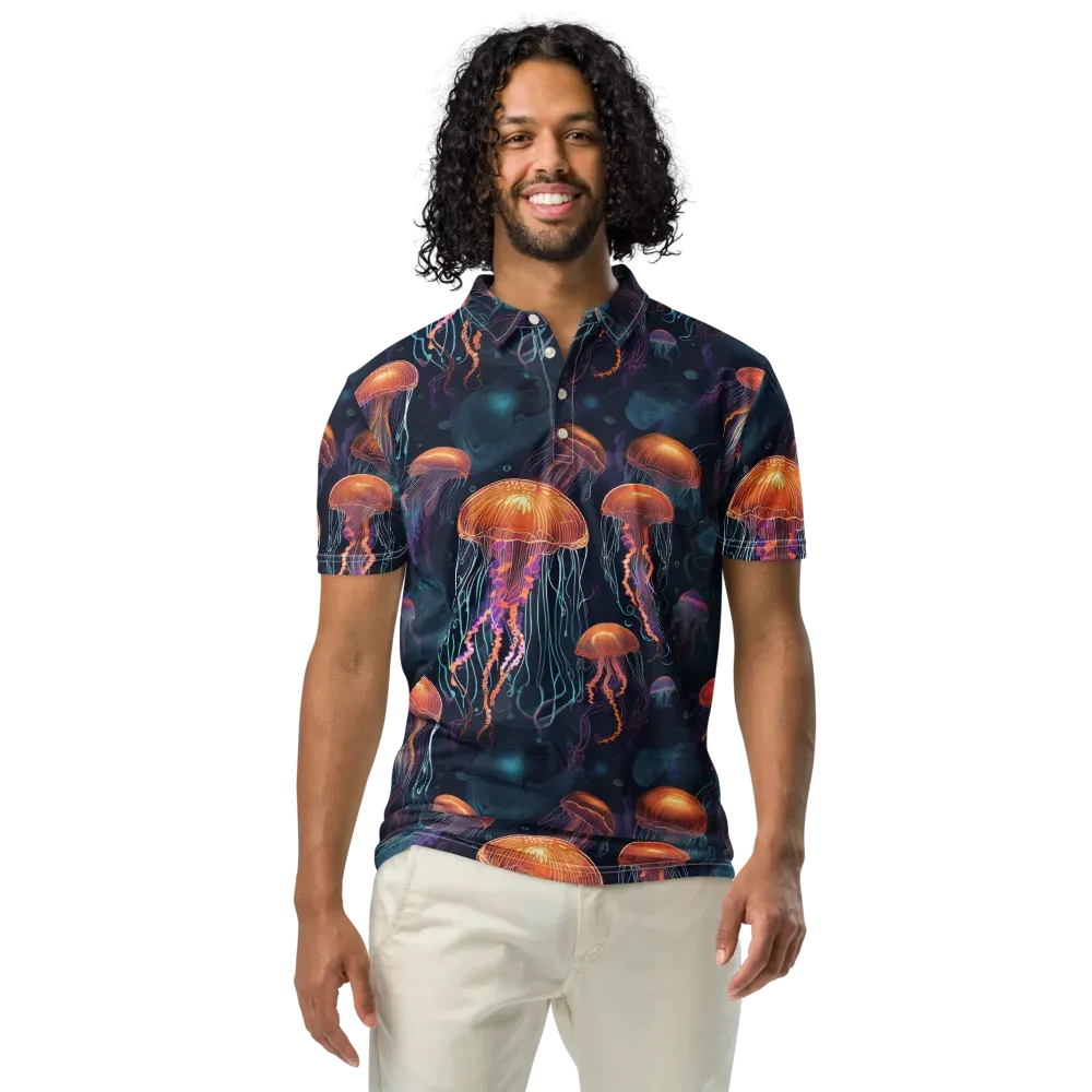 Jellyfish Reverie on Men's Slim Fit Polo Shirt — Front