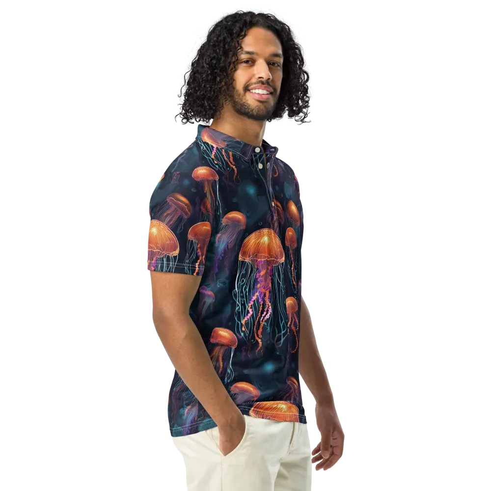Jellyfish Reverie on Men's Slim Fit Polo Shirt — Right Front