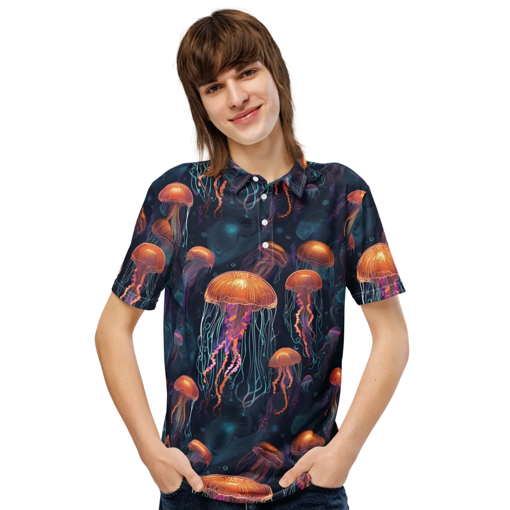 Jellyfish Reverie on Men's Slim Fit Polo Shirt — Front