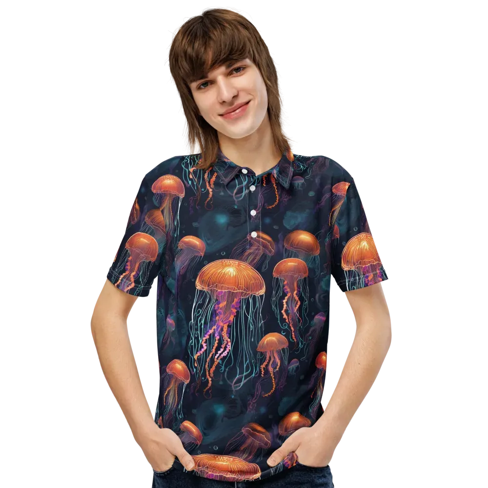 Jellyfish Reverie on Men's Slim Fit Polo Shirt — Front