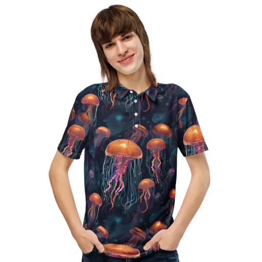 Jellyfish Reverie on a Men's Slim Fit Polo Shirt