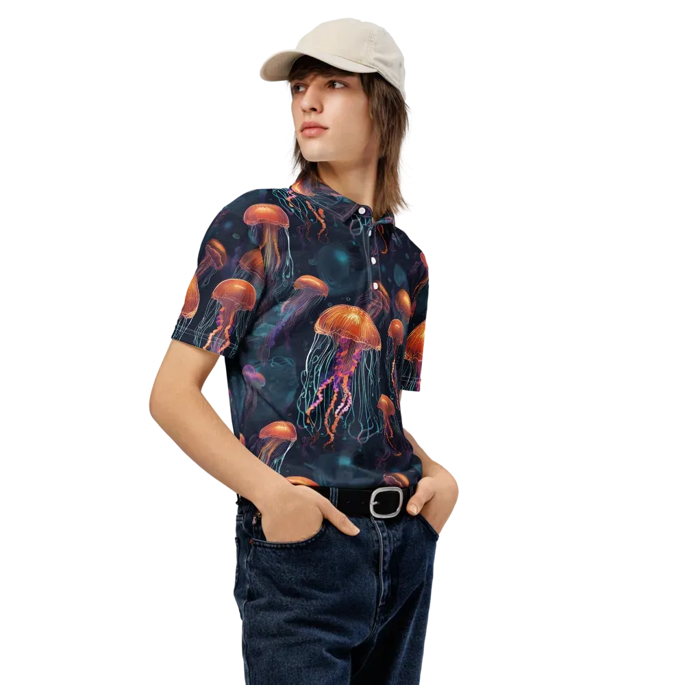 Jellyfish Reverie on Men's Slim Fit Polo Shirt — Right Front