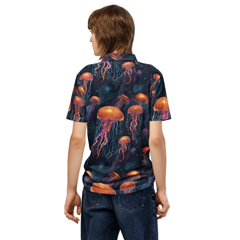 Jellyfish Reverie on Men's Slim Fit Polo Shirt — Back