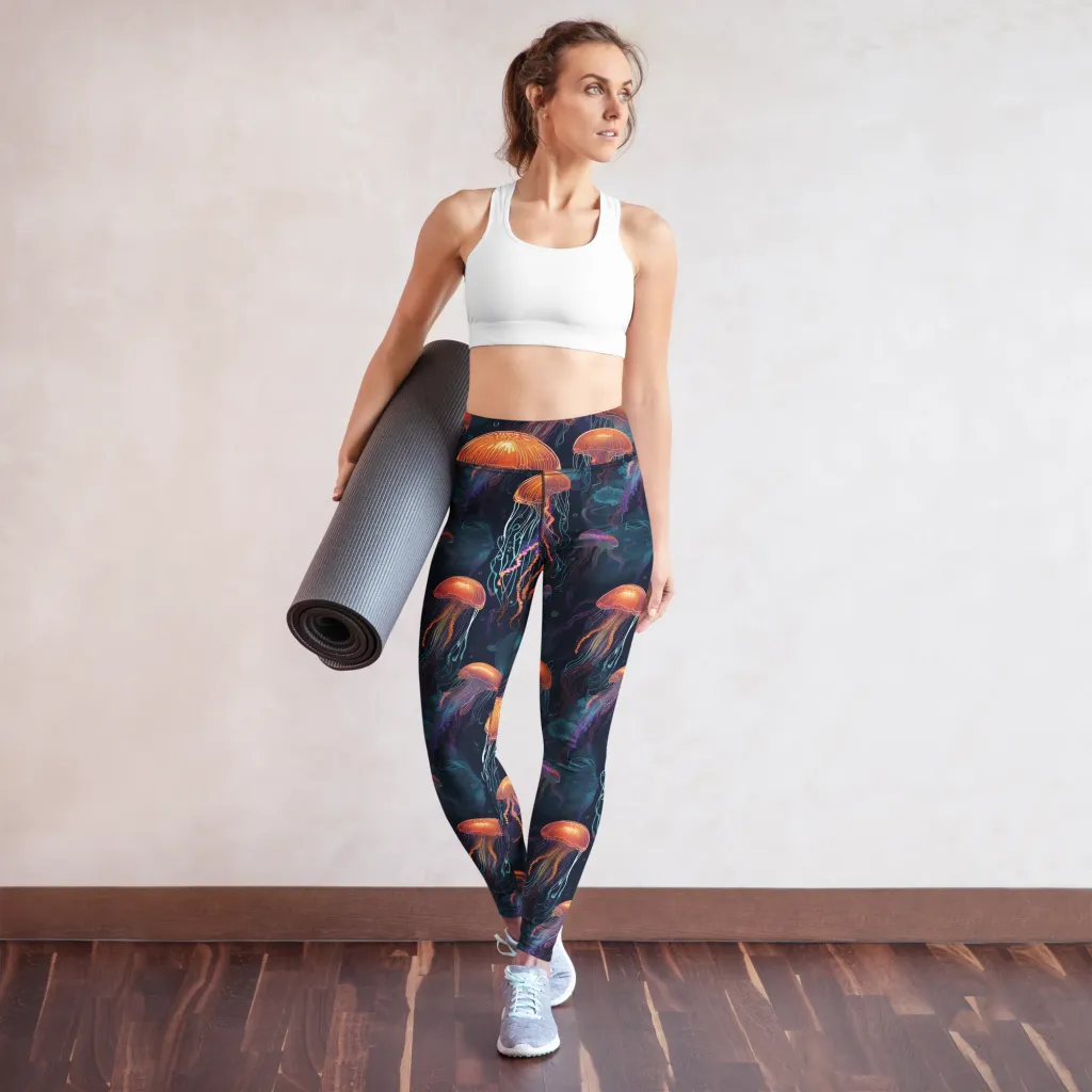 Jellyfish Reverie on Yoga Leggings — Front