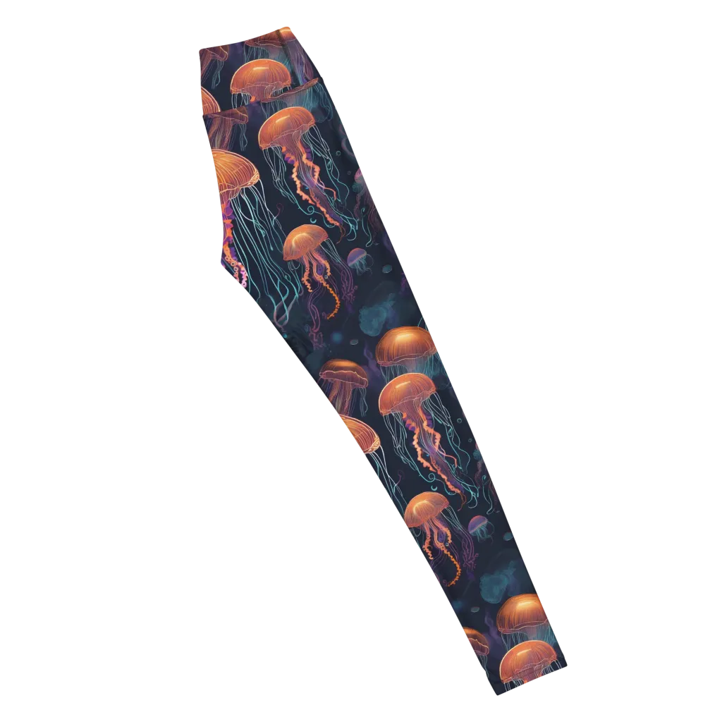 Jellyfish Reverie on Yoga Leggings — Right