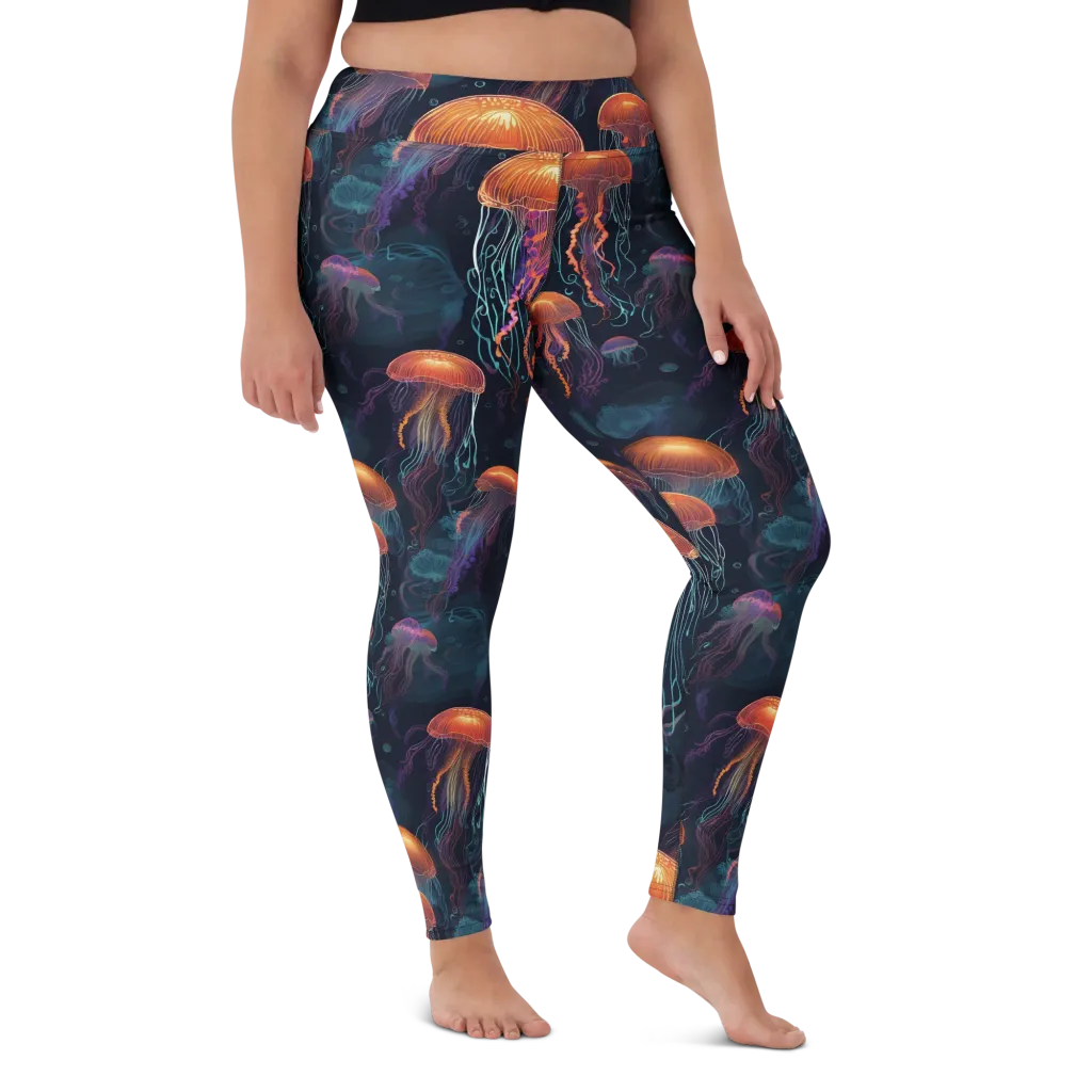 Jellyfish Reverie on Yoga Leggings — Front