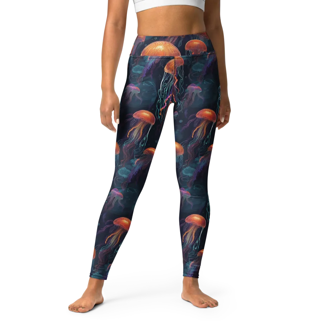 Jellyfish Reverie on Yoga Leggings — Front