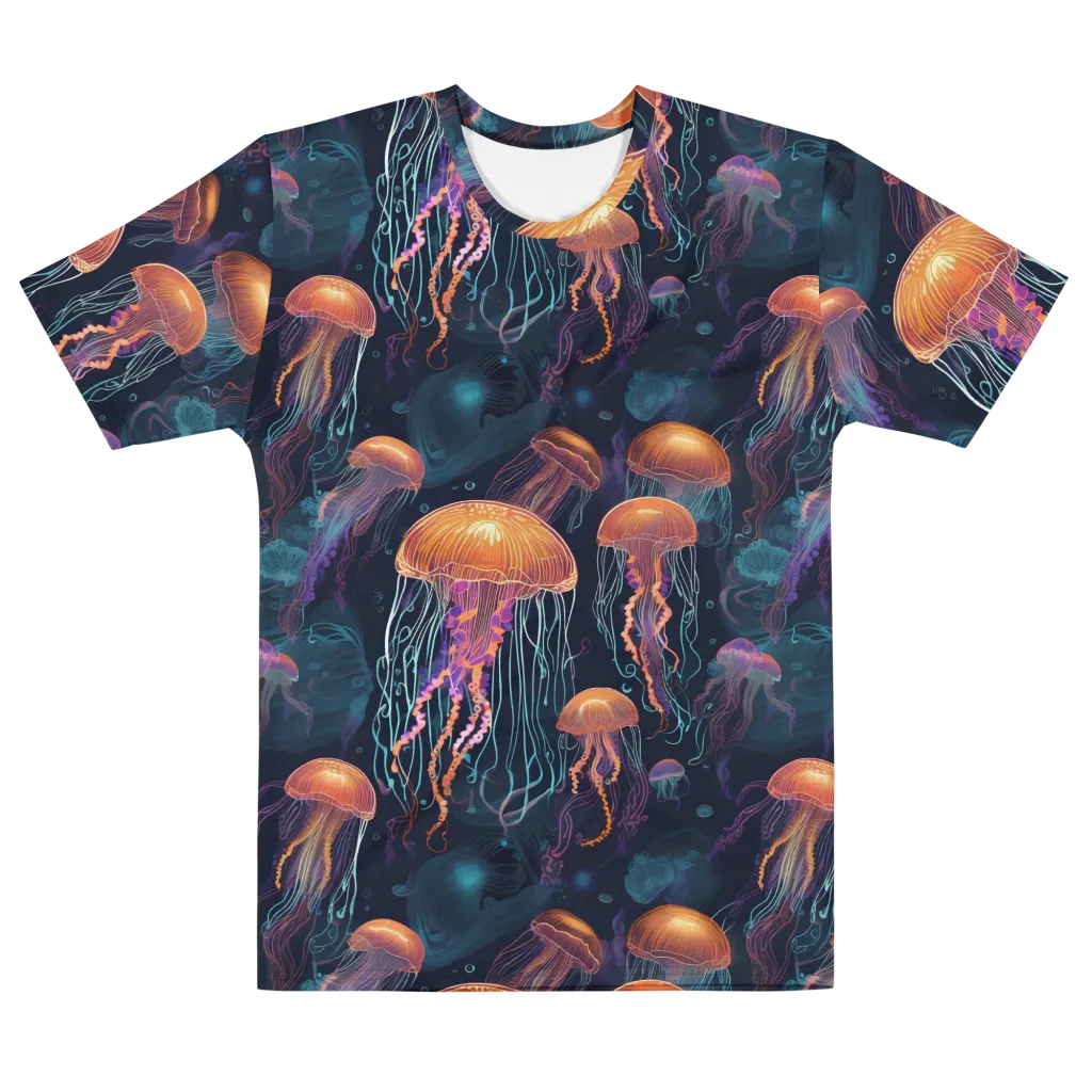 Jellyfish Reverie on Men's Cotton Crew Neck T-Shirt — Front