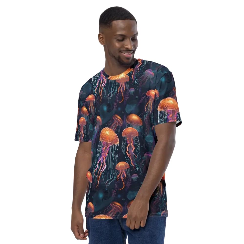 Jellyfish Reverie on Men's Crew Neck T-Shirt — Left