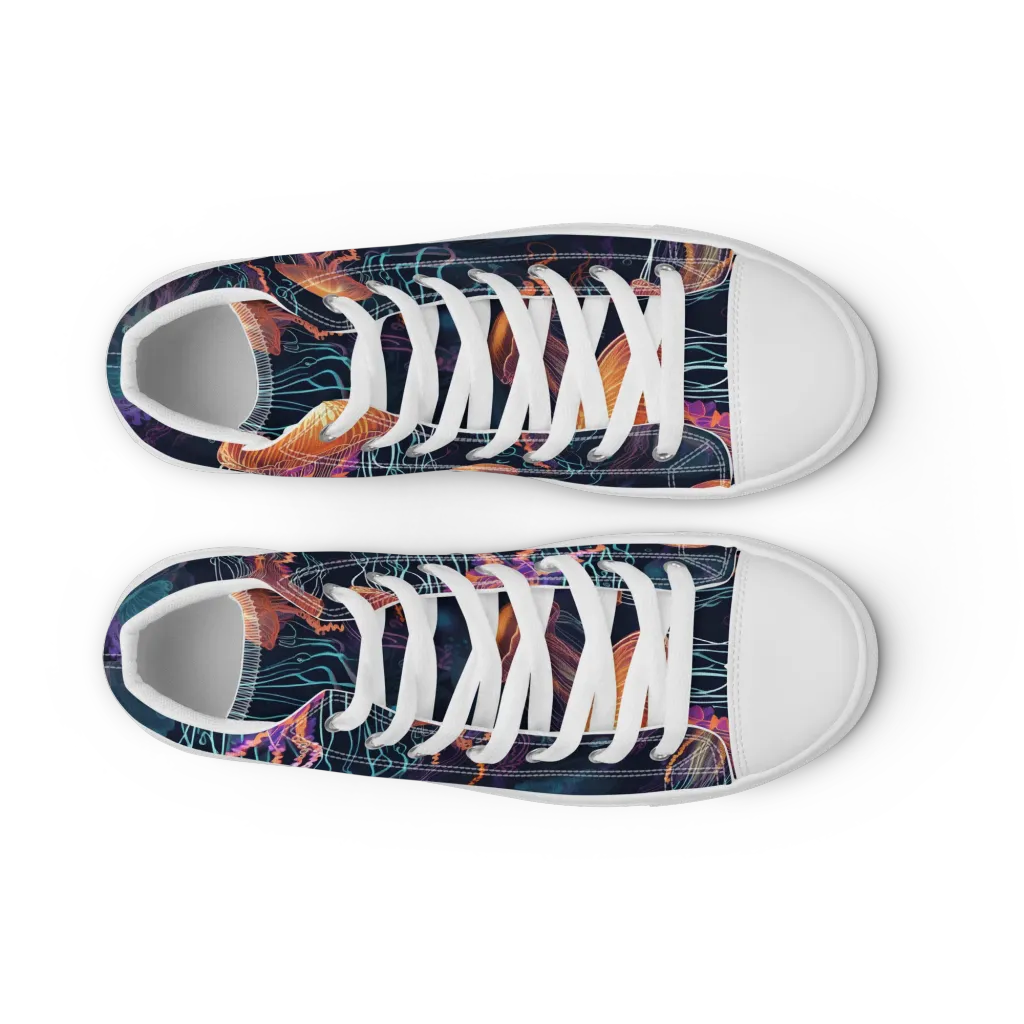 Jellyfish Reverie on Men's High Top Canvas Shoes — Front
