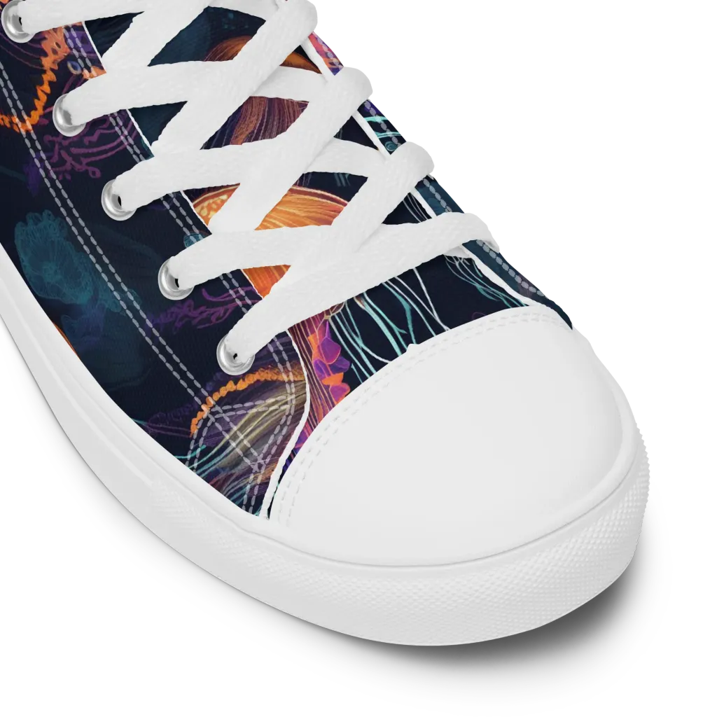 Jellyfish Reverie on Men's High Top Canvas Shoes — Product details