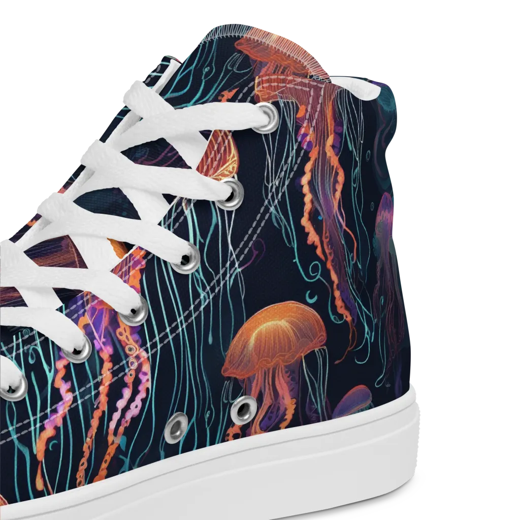 Jellyfish Reverie on Men's High Top Canvas Shoes — Product details 2